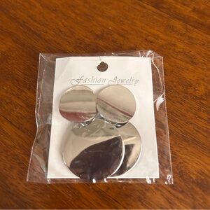 New Fashion Jewelry Polished Silver Tone Round Statement Dangling Earrings